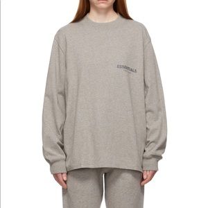Essentials Grey Logo Long Sleeve Tee